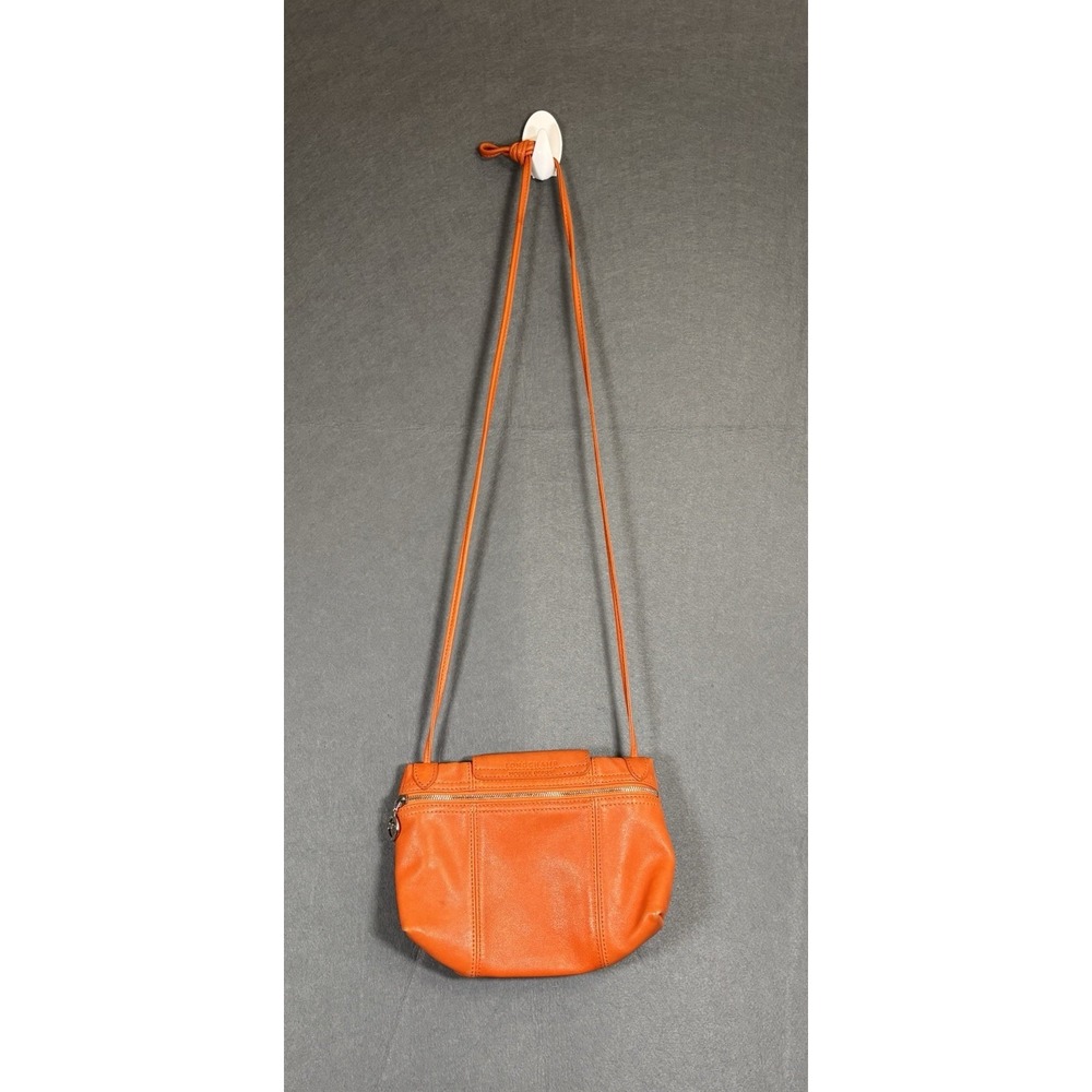 Longchamp Modele Depose Crossbody Bag Leather Orange Cognac Silver Hardware - Picture 5 of 16